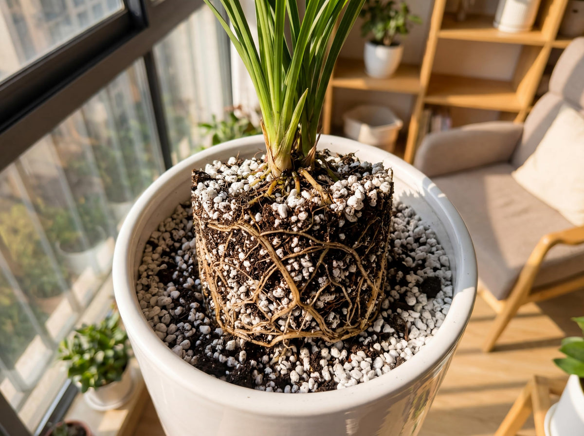 Voulosimi perlite enhancing soil aeration to prevent compaction and support roots.