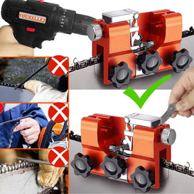 VOUSXLLEZ sharpener used with hand crank for on-site maintenance.