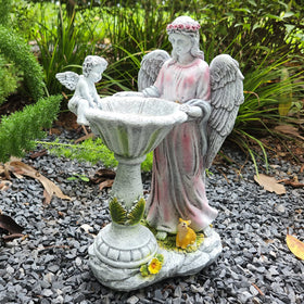 Voveexy rabbit base garden sculpture adds whimsy to the scene.