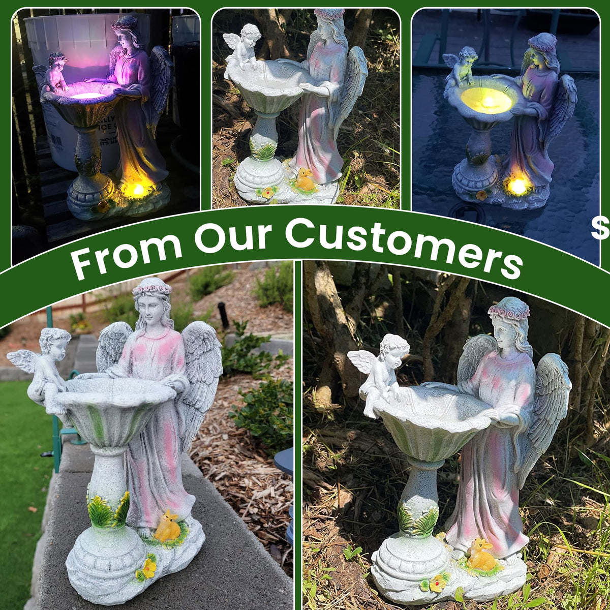 Voveexy sunlight-charging garden statue guides optimal placement.