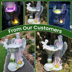 Voveexy sunlight-charging garden statue guides optimal placement.