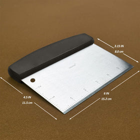 Vovoly bench scraper edge bevel demonstrates precise, knife-grade sharpness for clean cuts.