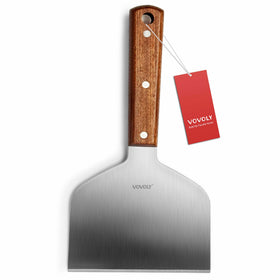 Vovoly extra wide griddle scraper front view for fast, even flipping.