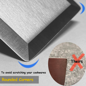 Vovoly heavy-duty spatula uses 1.8mm steel for sturdy scraping and burger prep.