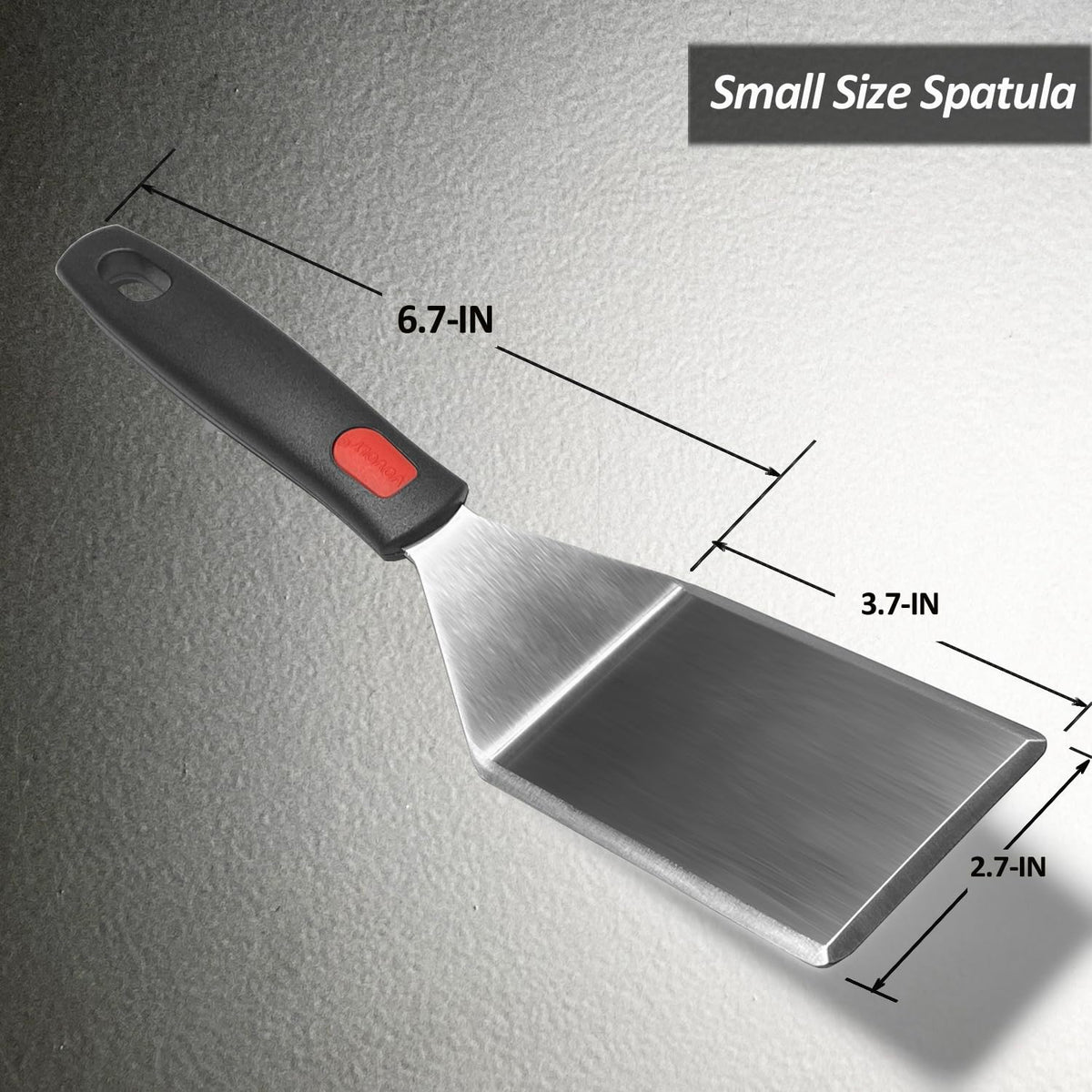 Vovoly silicone-handle spatula shows full tang grip for durable, non-slip cooking.