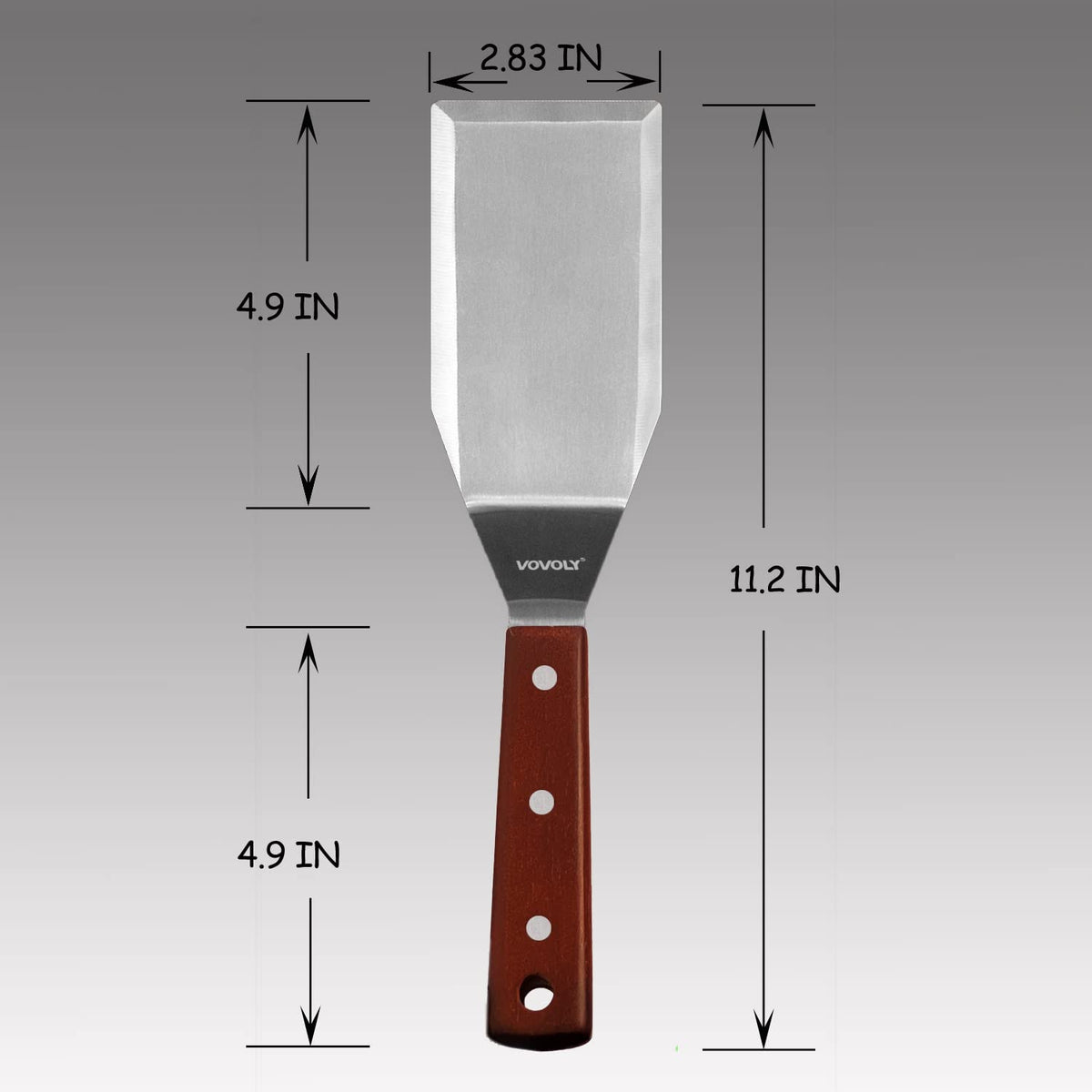 Vovoly spatula ideal for grilling on flat top grills and burgers.