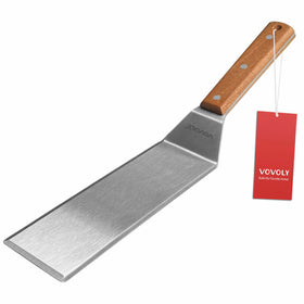 Vovoly stainless steel spatula with a 3x8 inch blade for durable burger pressing.