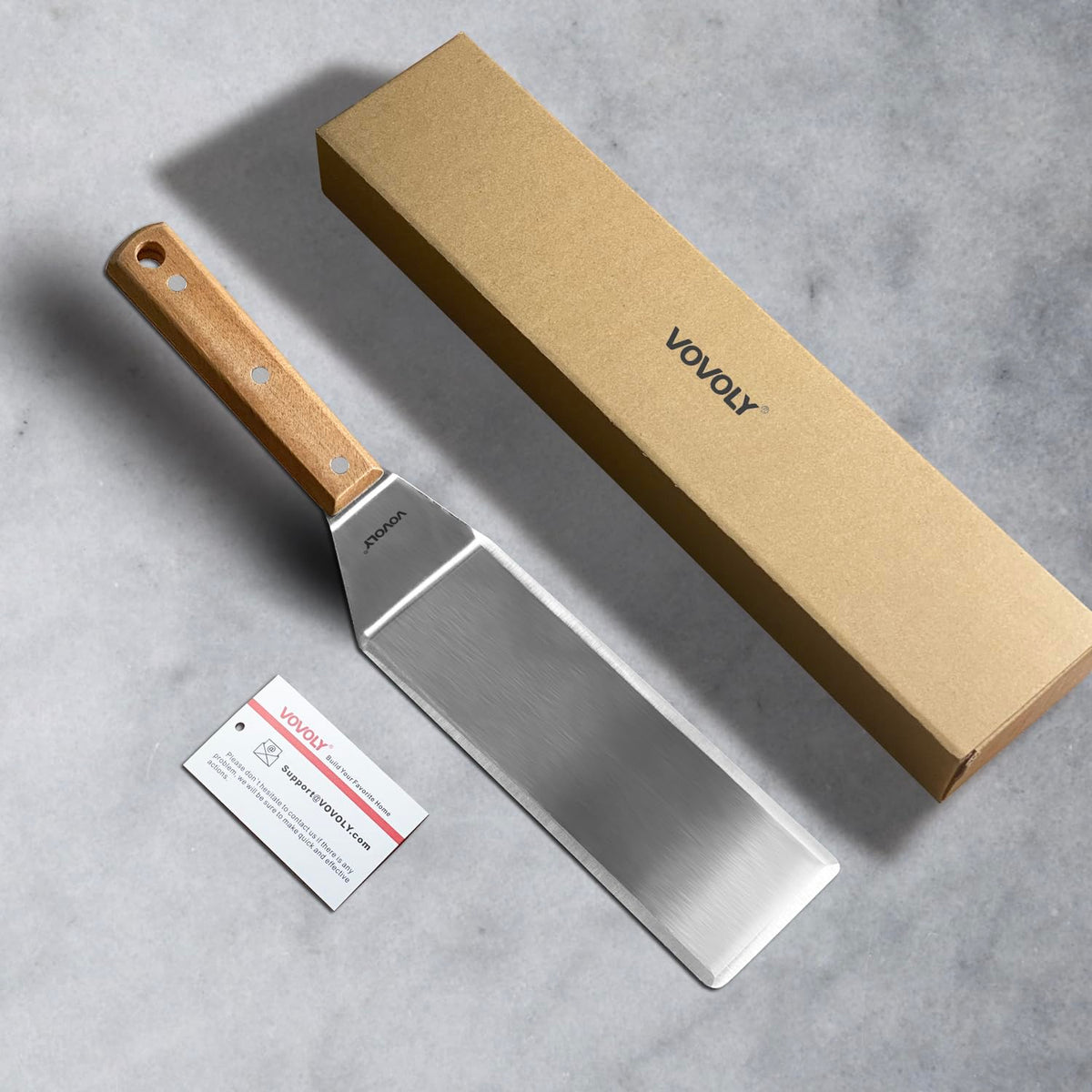 Vovoly wooden handle provides a secure grip and cool touch.