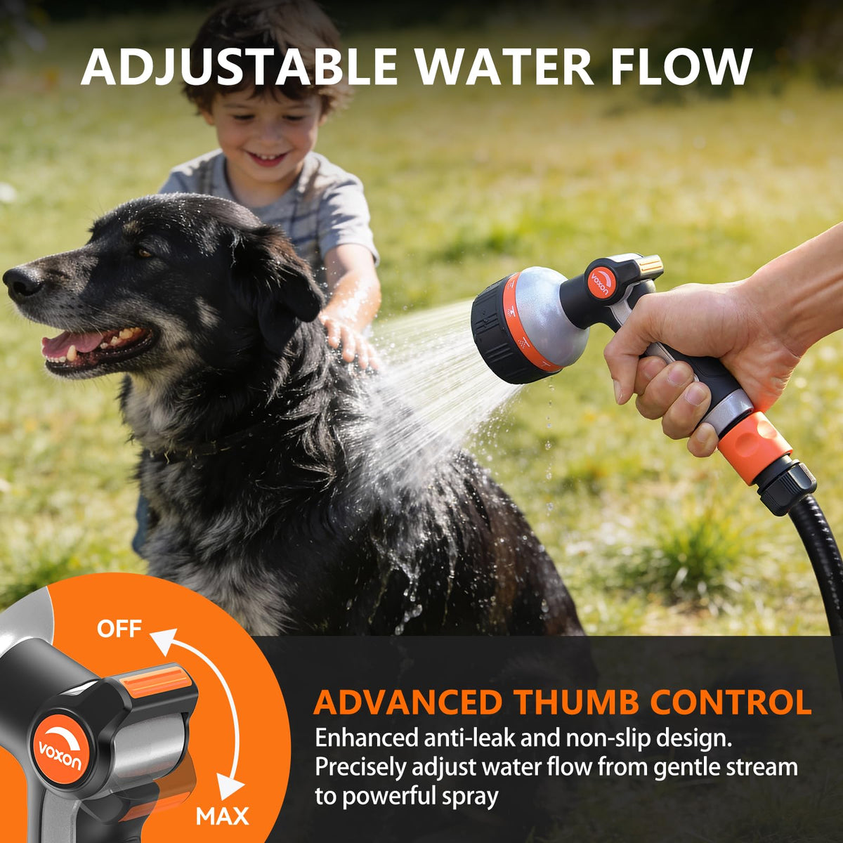 VOXON standard 3-4 inch thread fits most hoses securely.