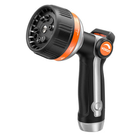 VOXON hose nozzle with thumb flow control for easy pressure adjustment during watering.