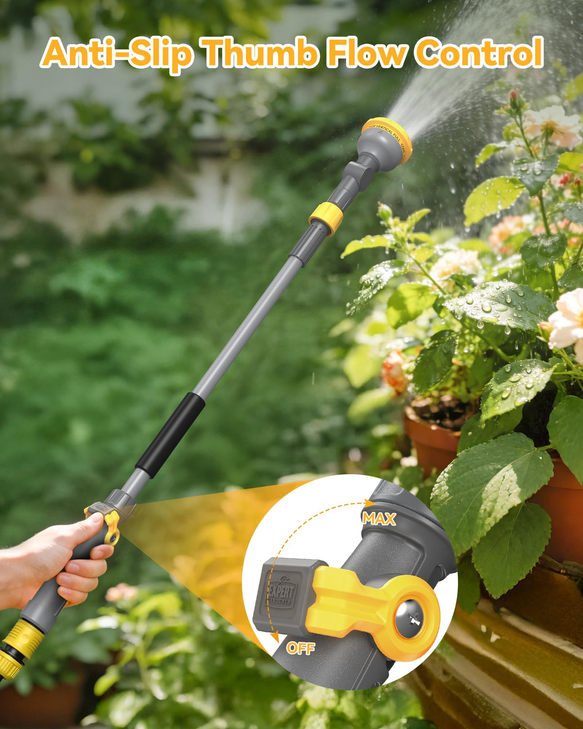VOXON watering wand with 180° head for flexible watering angles