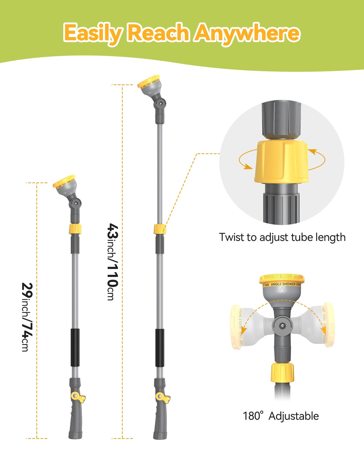 VOXON watering wand made of lightweight aluminum for easy handling