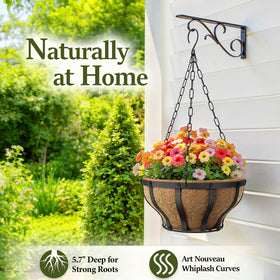 VOXOR metal hanging baskets feature an elegant curved design for porch and garden decor.