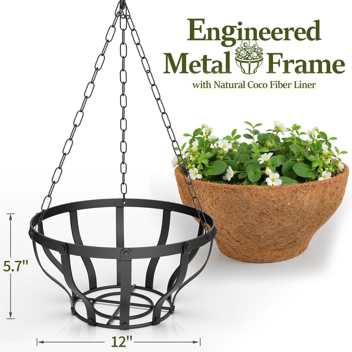 VOXOR metal hanging baskets with rust-resistant finish for durable outdoor use.