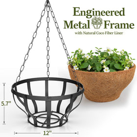 VOXOR metal hanging baskets with rust-resistant finish for durable outdoor use.
