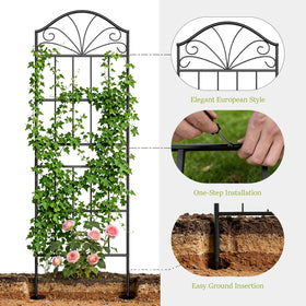 VOXOR trellis with black rustproof finish in an outdoor setting.