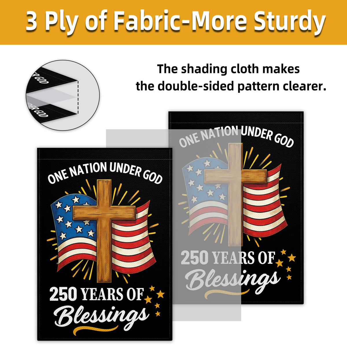 VOZUN outdoor America garden flag for terrace, weather-resistant color.