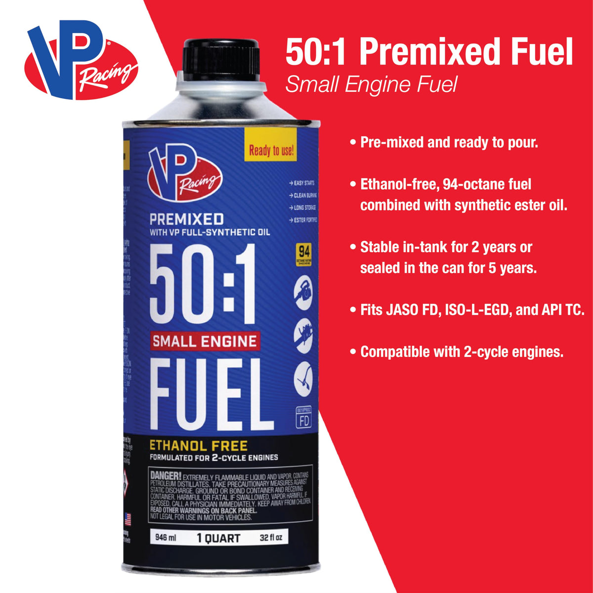 VP Racing Fuels 6235 SEF 50:1 ethanol-free storage in-tank for long readiness