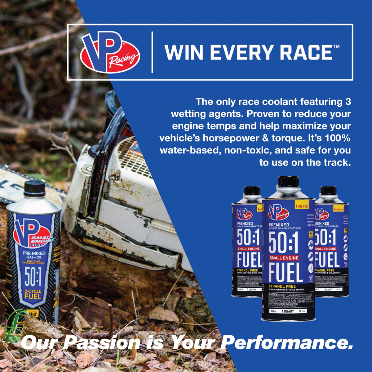 VP Racing Fuels 6235 SEF 50:1 quick-start power for outdoor tools