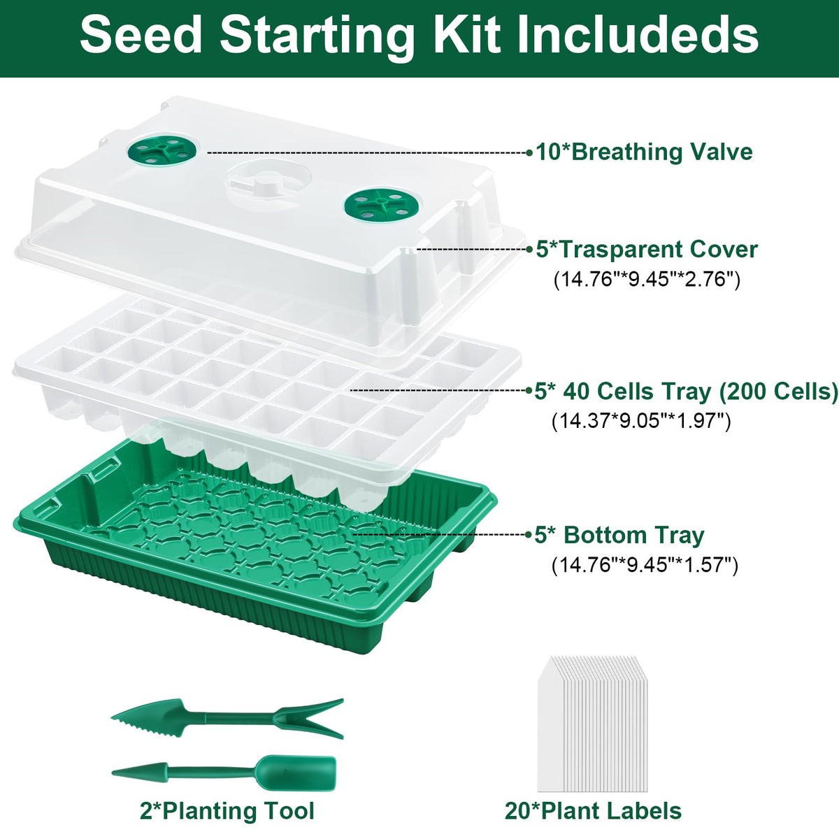VPQZUPG see-through lid seed tray for easy monitoring of seed growth