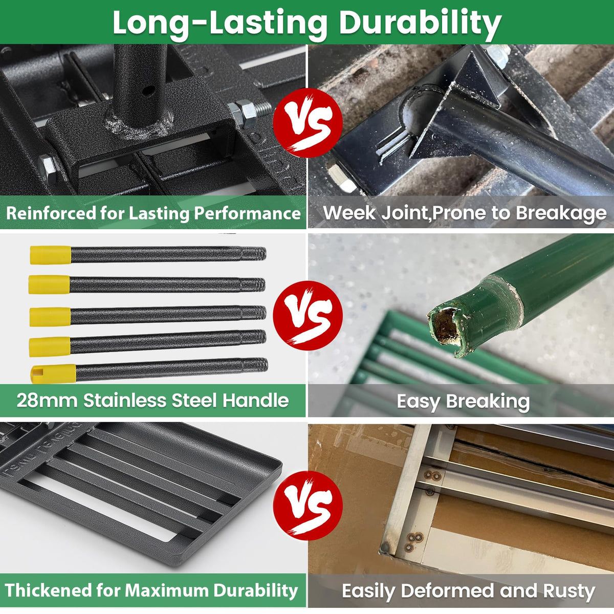 VRIEZOP Lawn Leveling Rake 28mm stainless handle delivers durable, solid use