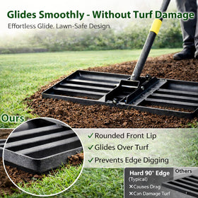 VRIEZOP Lawn Leveling Rake adjustable handle provides comfortable reach for any yard