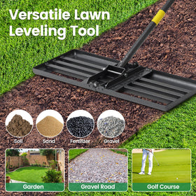 VRIEZOP Lawn Leveling Rake adjustable height for comfortable reach