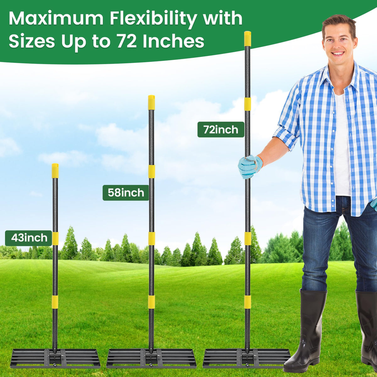 VRIEZOP Lawn Leveling Rake detachable handle for easy transport