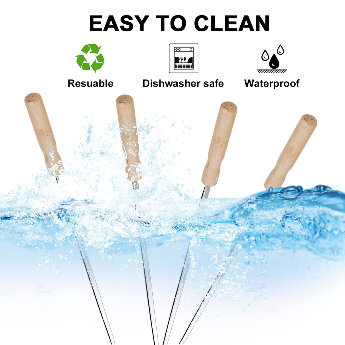 vriysei easy-clean stainless skewers simplify post-meal cleanup.