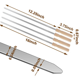 vriysei kabob skewers with wooden handles for safe, cool-to-touch handling.