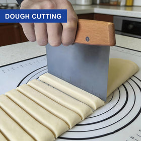 Vriysei multi-use bread-dough tool for slicing, scraping, and portioning.