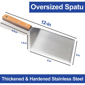 Vriysei wide griddle head spatula for effortless sliding under crusts.