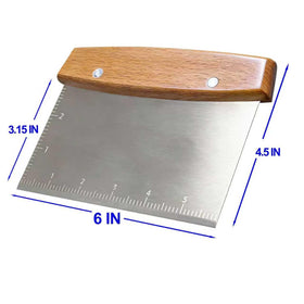 Vriysei wood-handle dough scraper closeup highlighting comfortable grip.