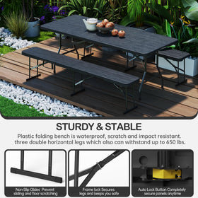 VSOAEIL 6 ft bench folded state shows compact storage and transport convenience
