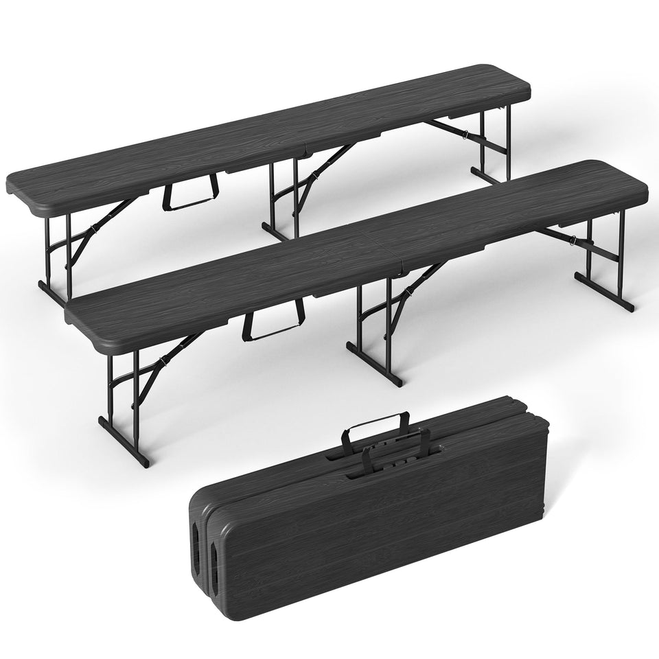VSOAEIL 6 ft folding bench main view in black for versatile indoor and outdoor seating