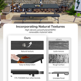 VSOAEIL outdoor dining setup with bench invites family meals and casual gatherings