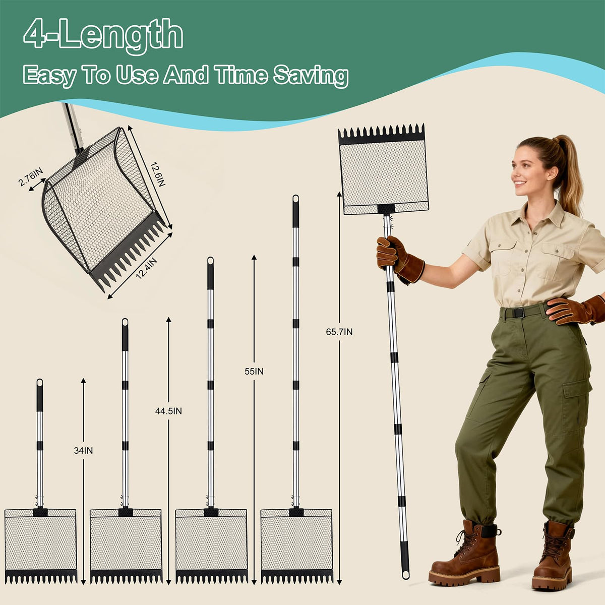 Vsonker 2-in-1 litter sifting shovel with mesh head for fast debris separation