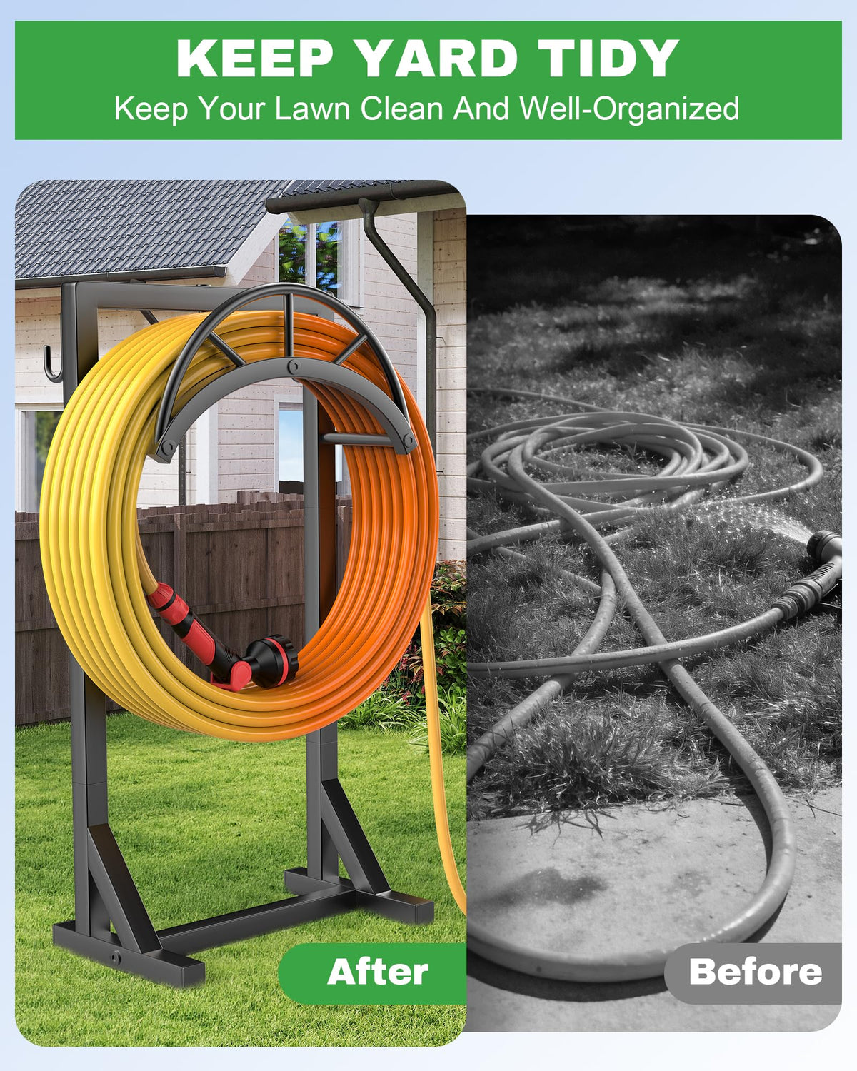 Vsonker hose holder in easy-assembly setup for quick use