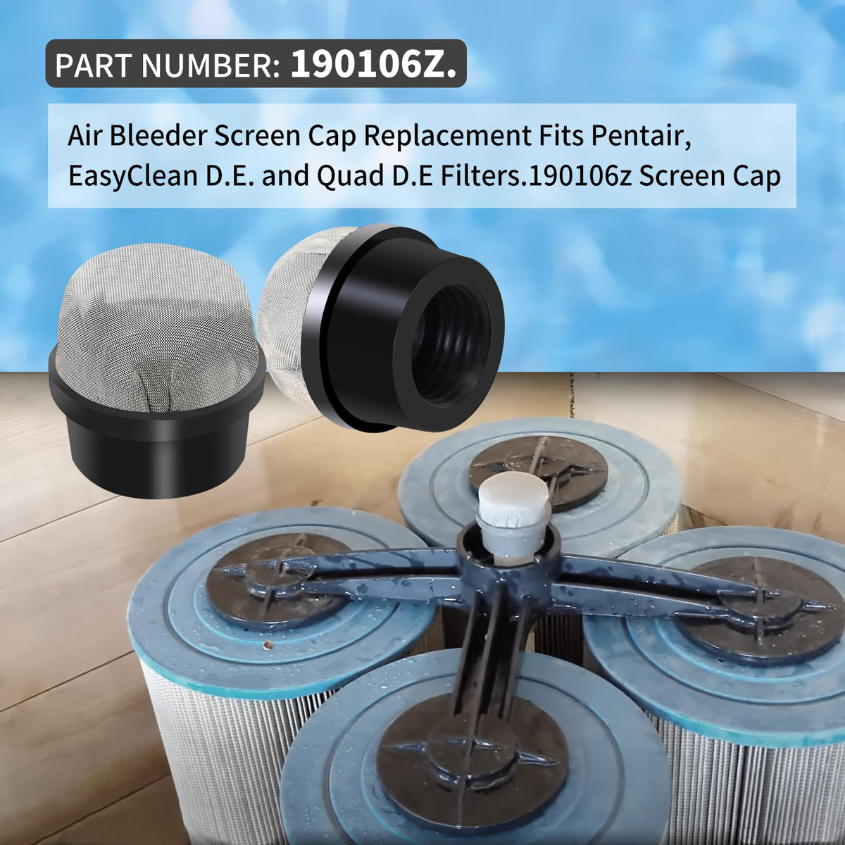 Vsttar screen cap with rubber base, wear resistance for Pentair EasyClean systems.