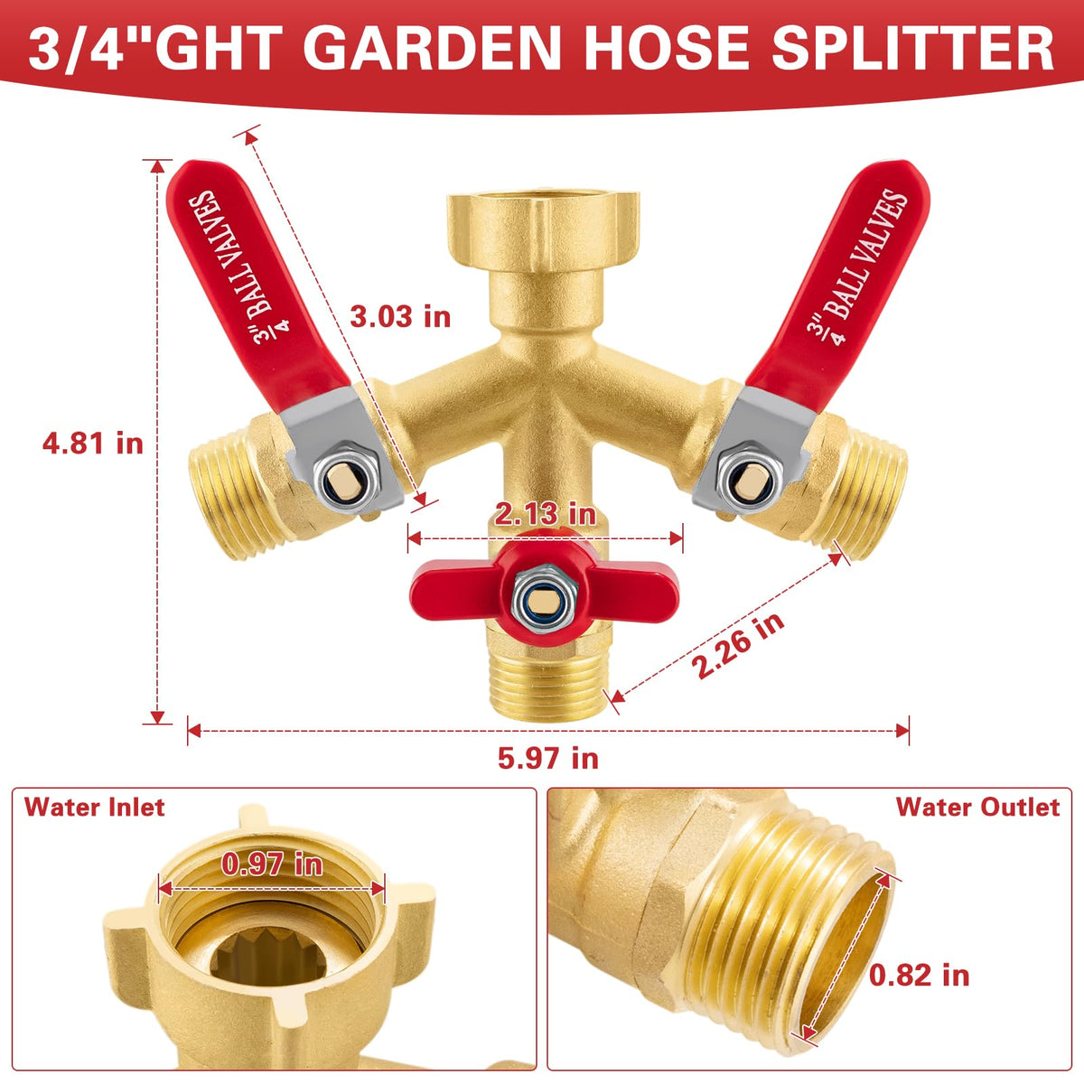 Vtenyeo brass hose splitter installed on an outdoor faucet for quick setup.