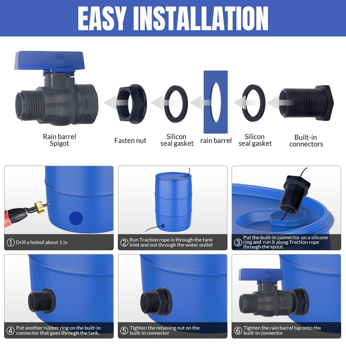 Vtenyeo bulkhead adapter close-up for quick, tool-free installation.