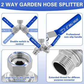 Vtenyeo hose splitter two-outlet assembly supports simultaneous watering tasks.