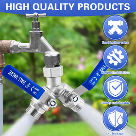 Vtenyeo hose splitter valves closeup shows independent flow control.