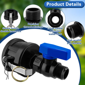 Vtenyeo adapter connects to a 3/4 inch garden hose for irrigation.