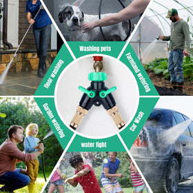 Vtenyeo irrigation-compatible two-way splitter for sprinklers and drip systems.
