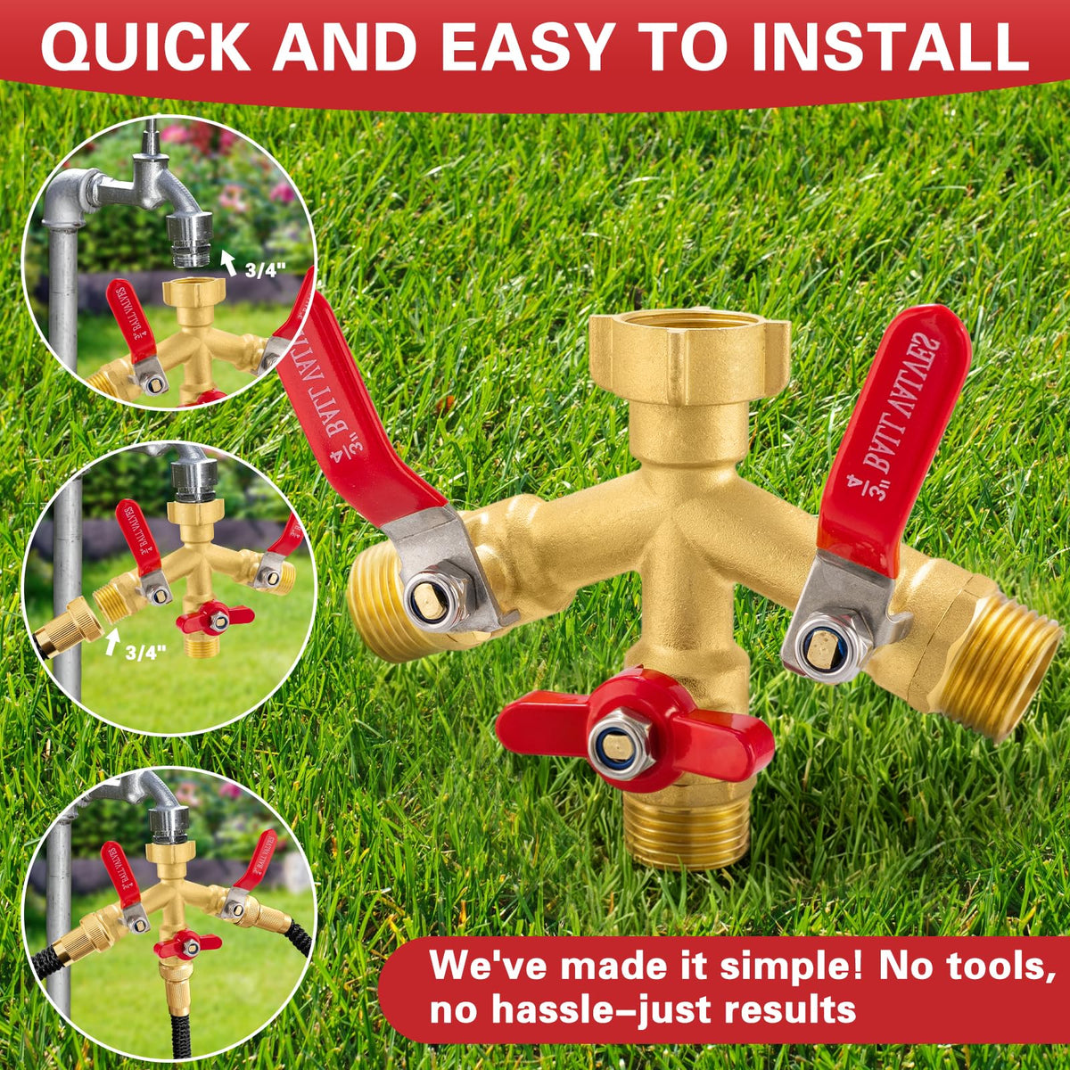 Vtenyeo splitter with easy-grip handles enables effortless valve control.