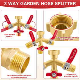 Vtenyeo three-outlet splitter under pressure test demonstrates reliable water flow.