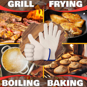 V TOWER BBQ gloves ready for outdoor grilling with strong grip.
