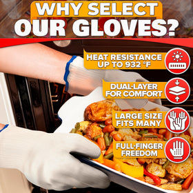 V TOWER fingers-design oven mitts enabling dexterity while handling hot cookware.