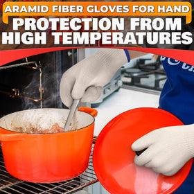 V TOWER food-prep oven mitts for safe handling of hot trays.